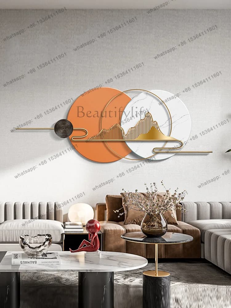 New Chinese-style living room wall decoration pendant wrought iron sofa background wall decoration