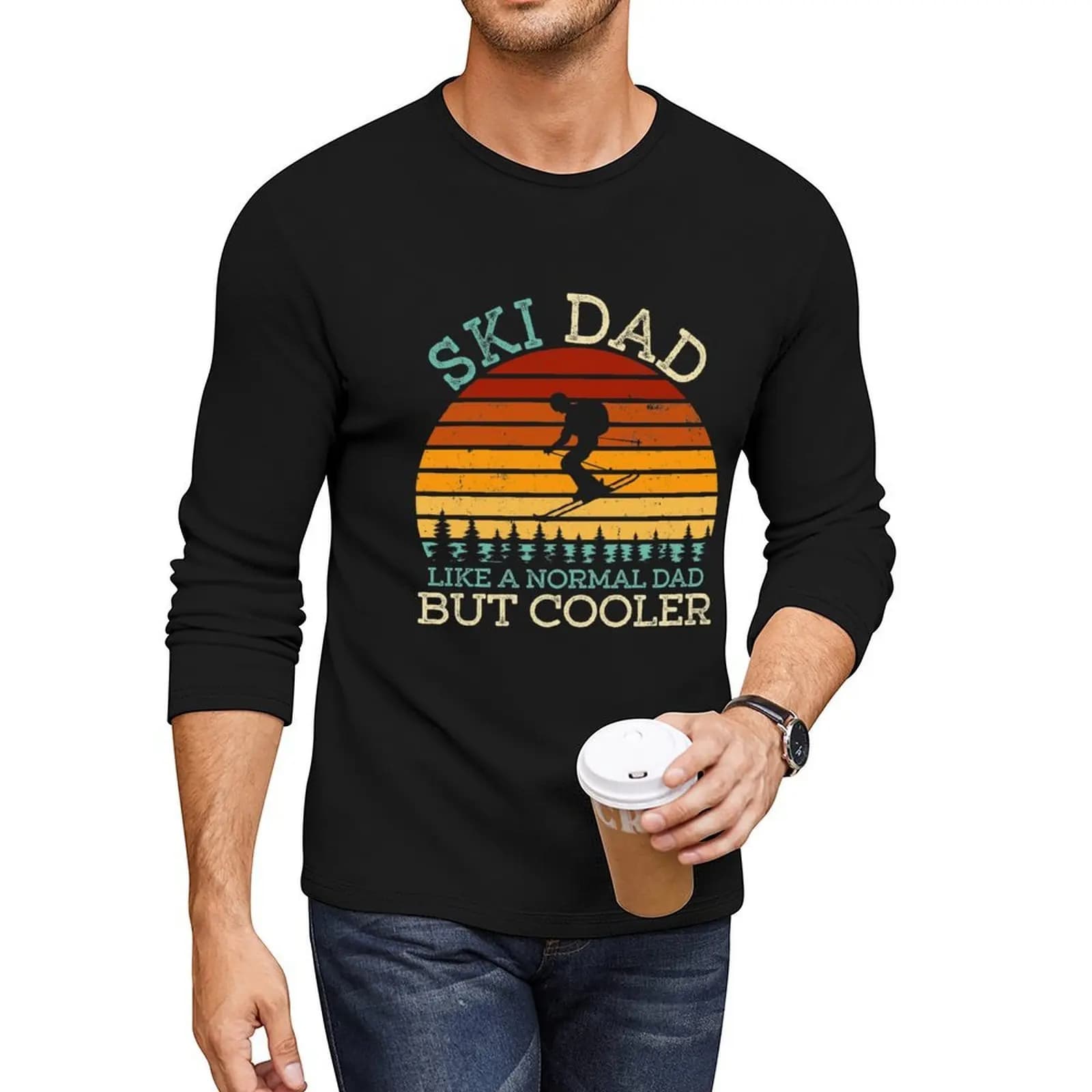 Ski Dad Retro Vintage Long T-Shirt Blouse black t shirt funny t shirts boys t shirts men shirts
