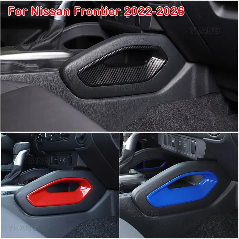 For Nissan Frontier 2022-2026 ABS Carbon Fiber /Red/Blue Car Center Console Armrest Side Protective Cover Trim Car Accessories