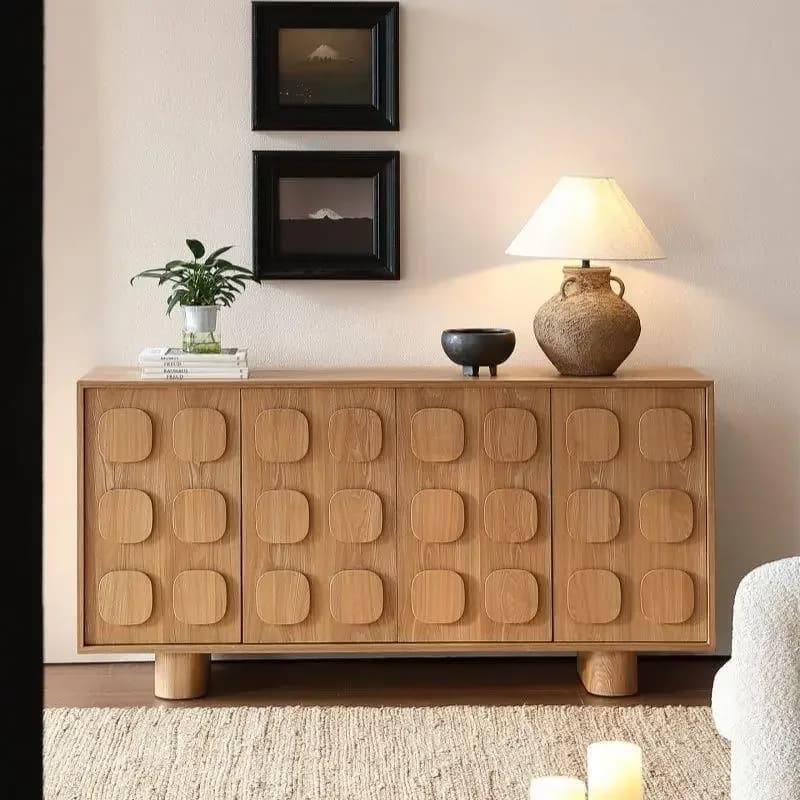 yjq solid wood dining side, surprised by the quiet wind log retro storage, integrated locker against the wall