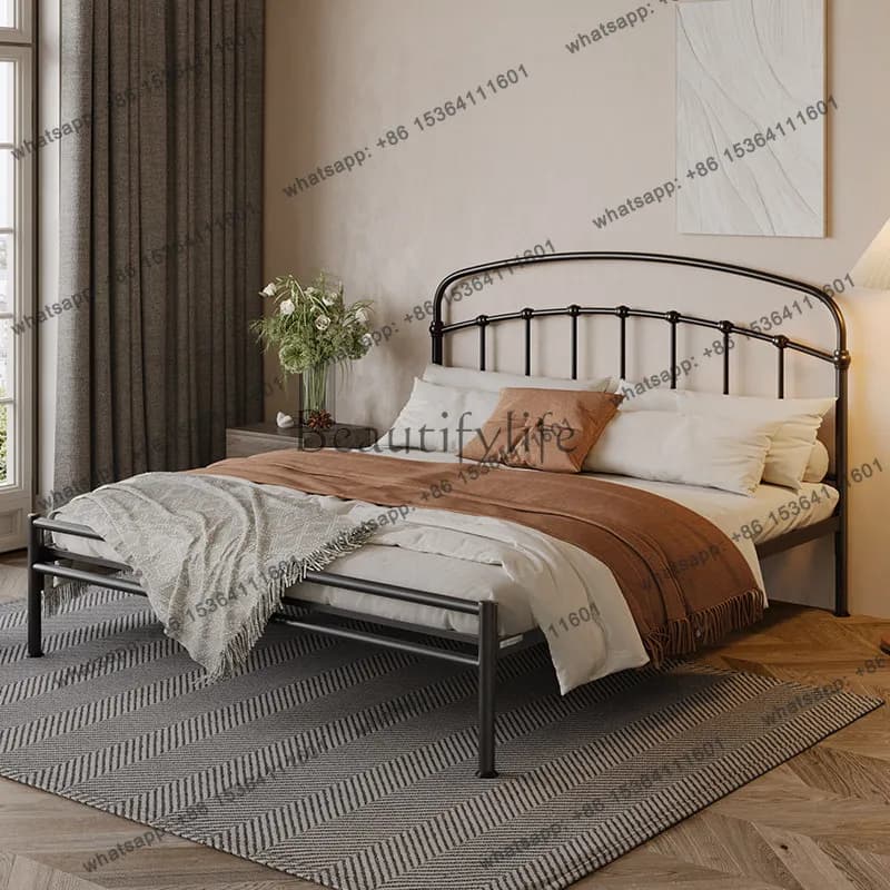 LJY 100x200cm 120x200cm 150x200cm 180x200cm Luxury modern wrought iron double bed bedroom beds and bed frames queen frame furnit