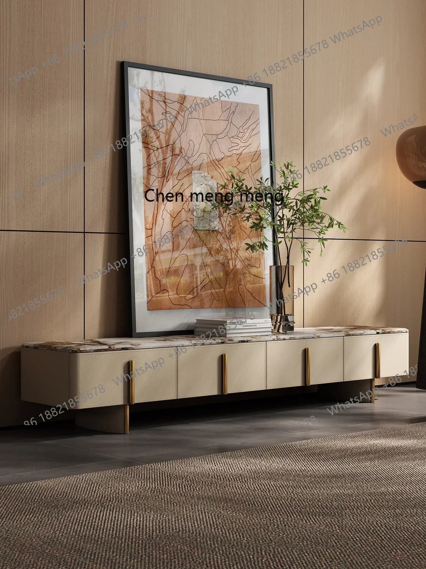 Marble Italian light luxury TV cabinet Modern simple living room Small apartment High-end TV cabinet Z136