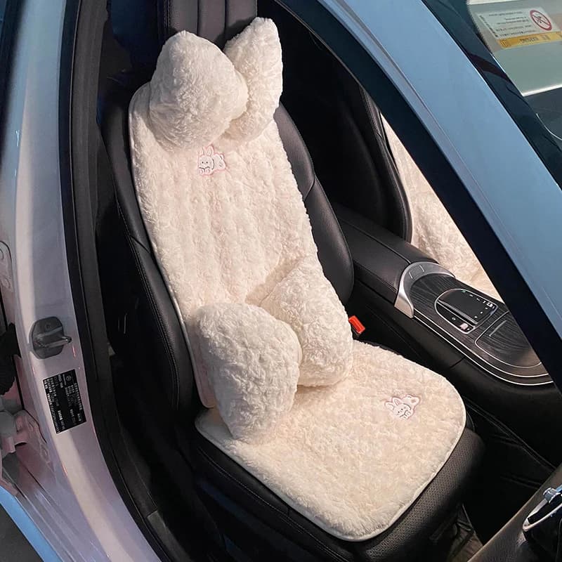 High Quality Fashion Ins Winter Plush Cartoon Cute Universal Protective Car Seat Cushion Cute Car Interior Ornaments