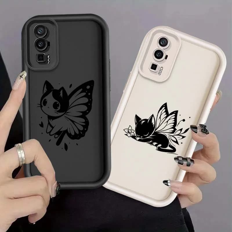 Cute Simple Kitten Design For Xiaomi Redmi K70E 14R 14C 13 13C K60 Plus Pro Ultra 5G 4G Eye Ladder Phone Case Cover