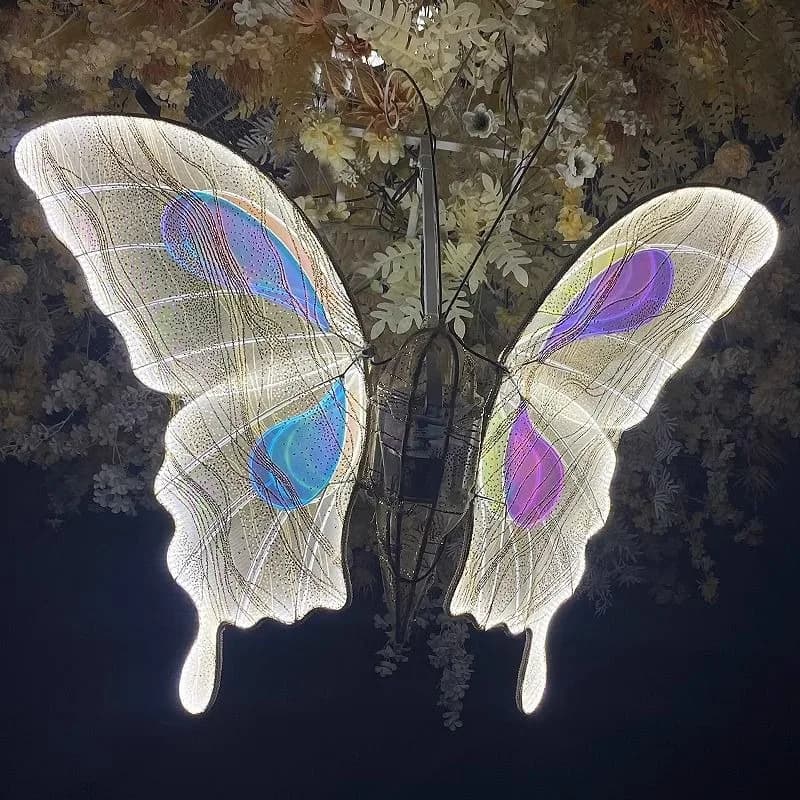 Wedding props, wrought iron electric opening and closing luminous butterfly wedding ceiling decoration runway road guide stage