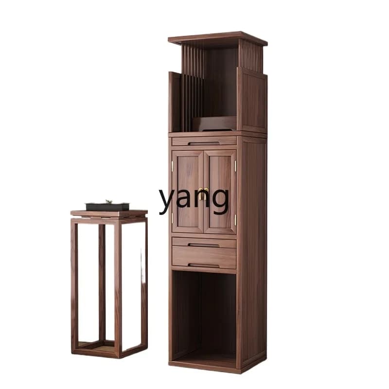LH  new Chinese solid wood altar cabinet double-layer household black walnut vertical cabinet Buddha cabinet