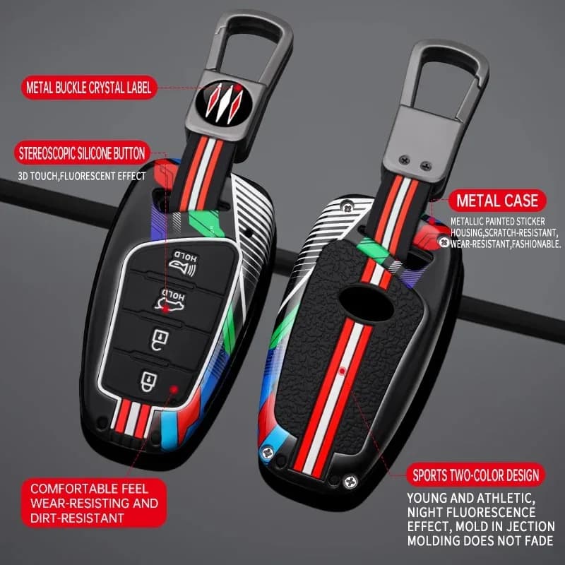 Metal +silicone car key case cover shell for Hyundai Grand Santa Fe IX45 GENESIS EQUUS AZERA 2013 2014 2015 2016 key Accessories