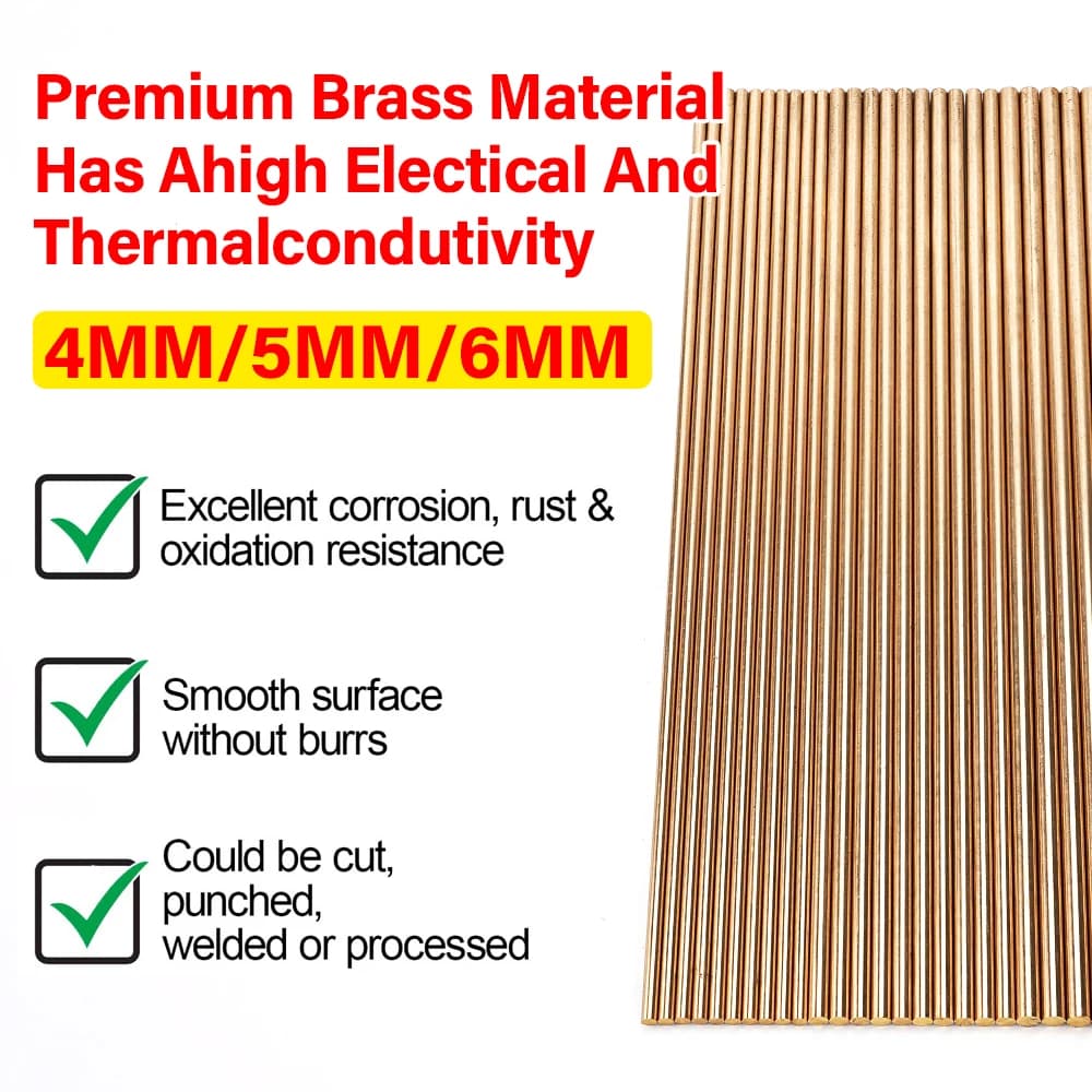 300mm Copper Bar Round Rod 4/5/6mm Solid Brass High-Precision for DIY Project Tool Handle Model Making Hardware Processing