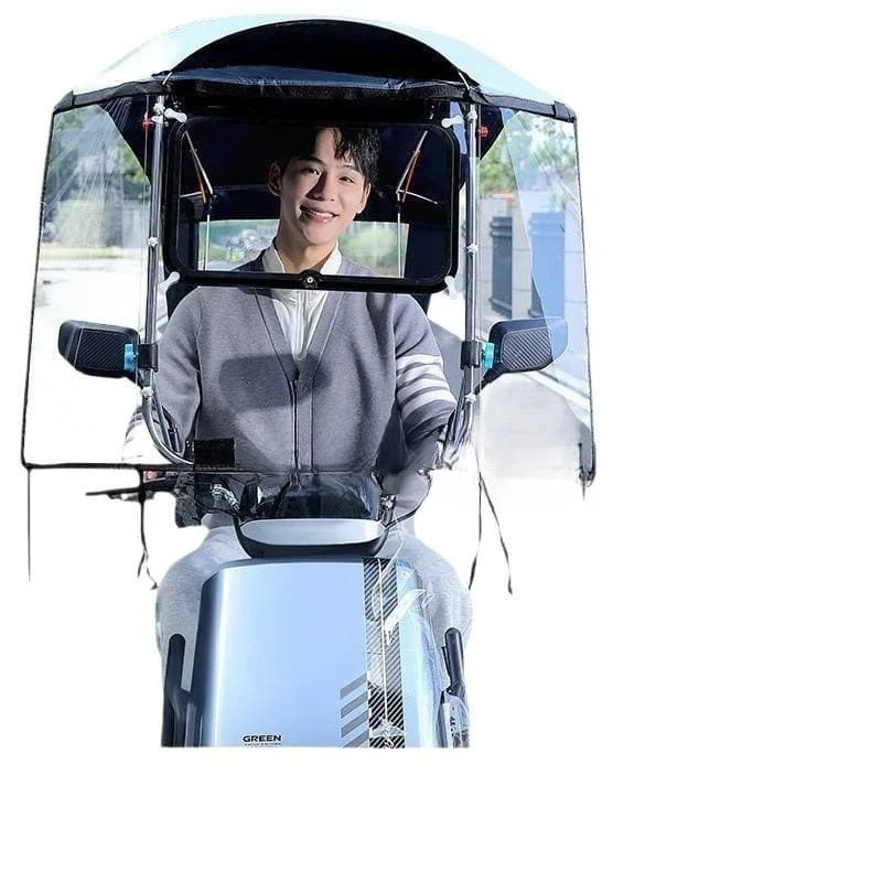 Foldable Detachable Rain Cover Canopy for E-bike Scooter Motorcycle Sunshade Windshield
