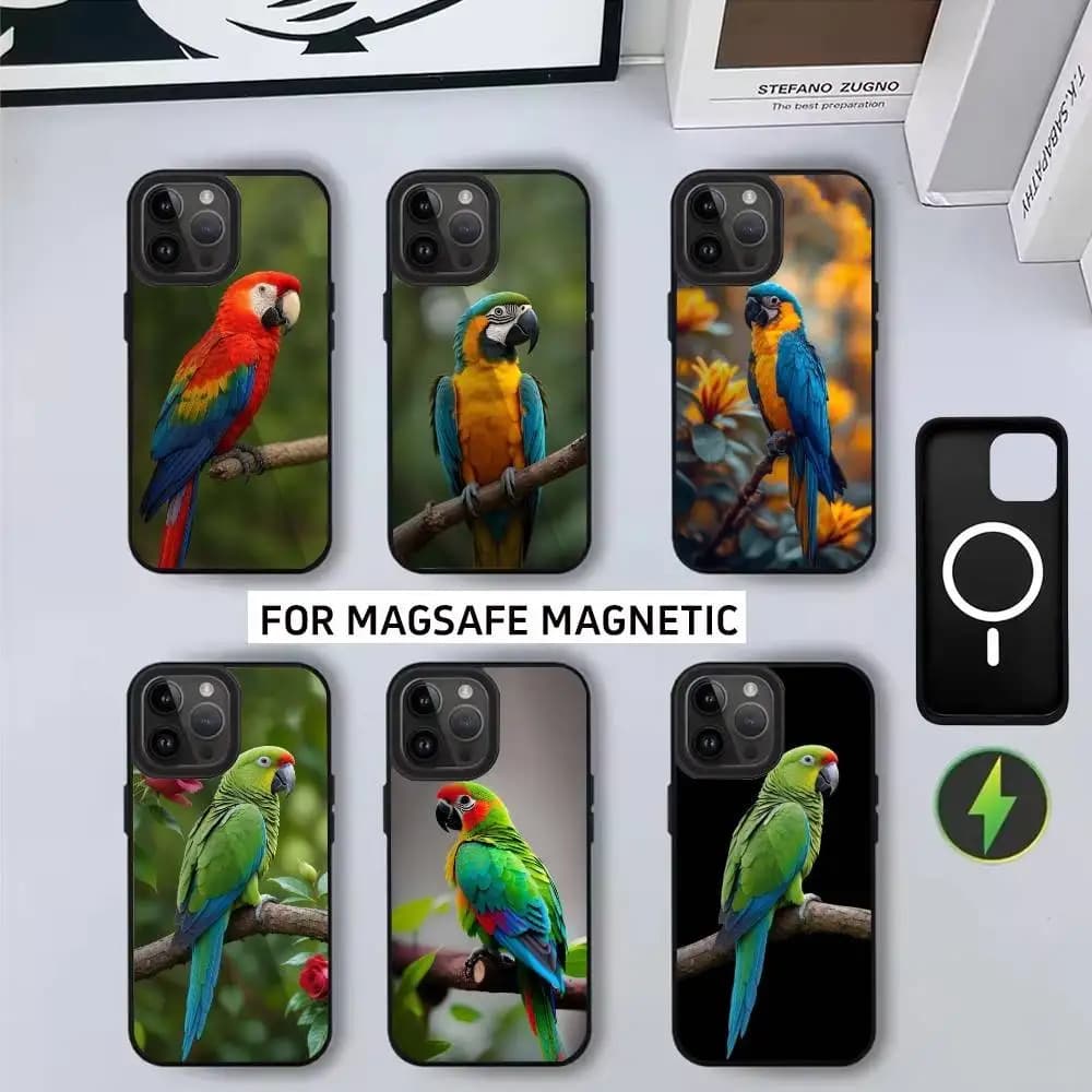 Talking P-Parrot Phone Case For iPhone17,16,15,14,13,12,11 Plus,Pro Max Magnetic For Magsafe Wireless Charging