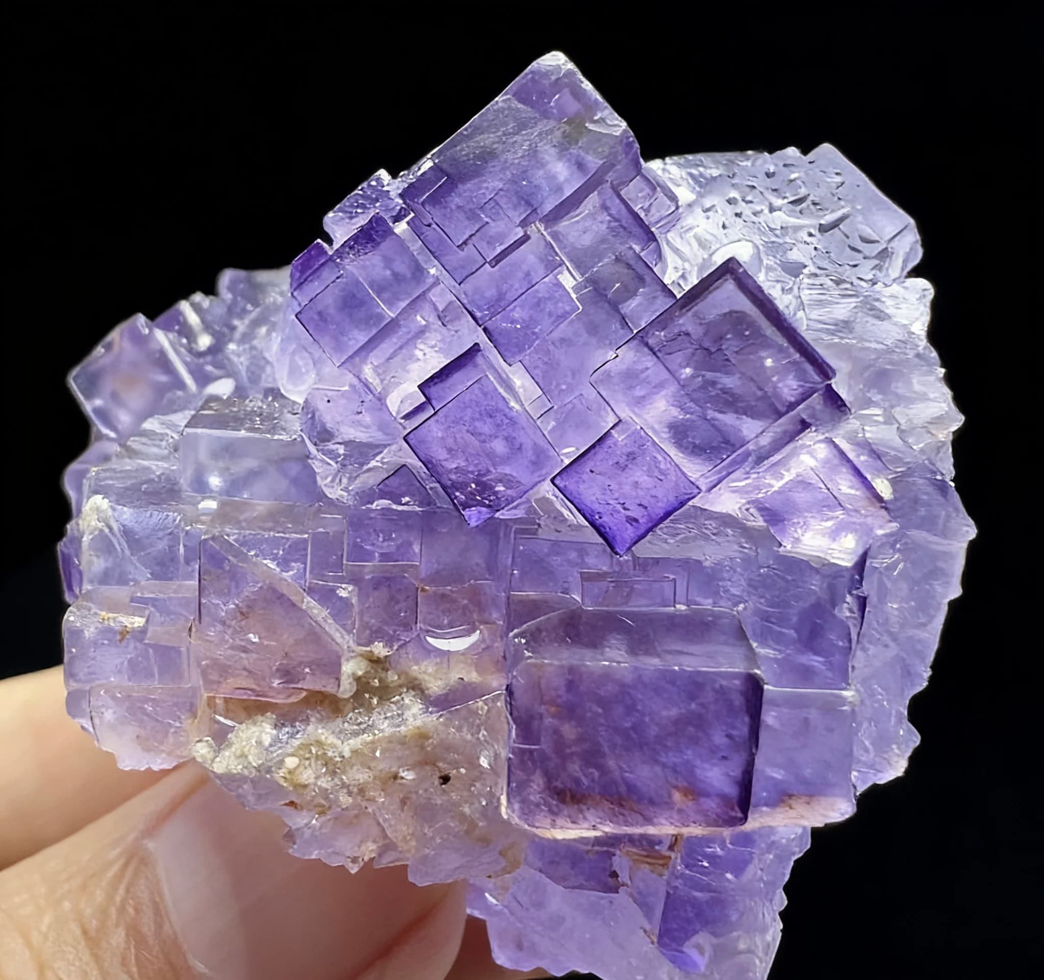 Natural Matrix Fluorite Crystal Cluster - Rare Purple Cubic Crystal Specimen for Home Decor & Crystal Healing