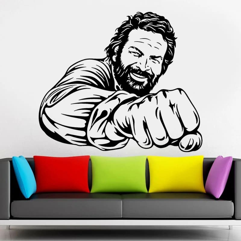 Sticker Mural Bud Spencer Famous Italian Comedian Actor Portrait Vinyl Deco Humorous Wall Decoration A421