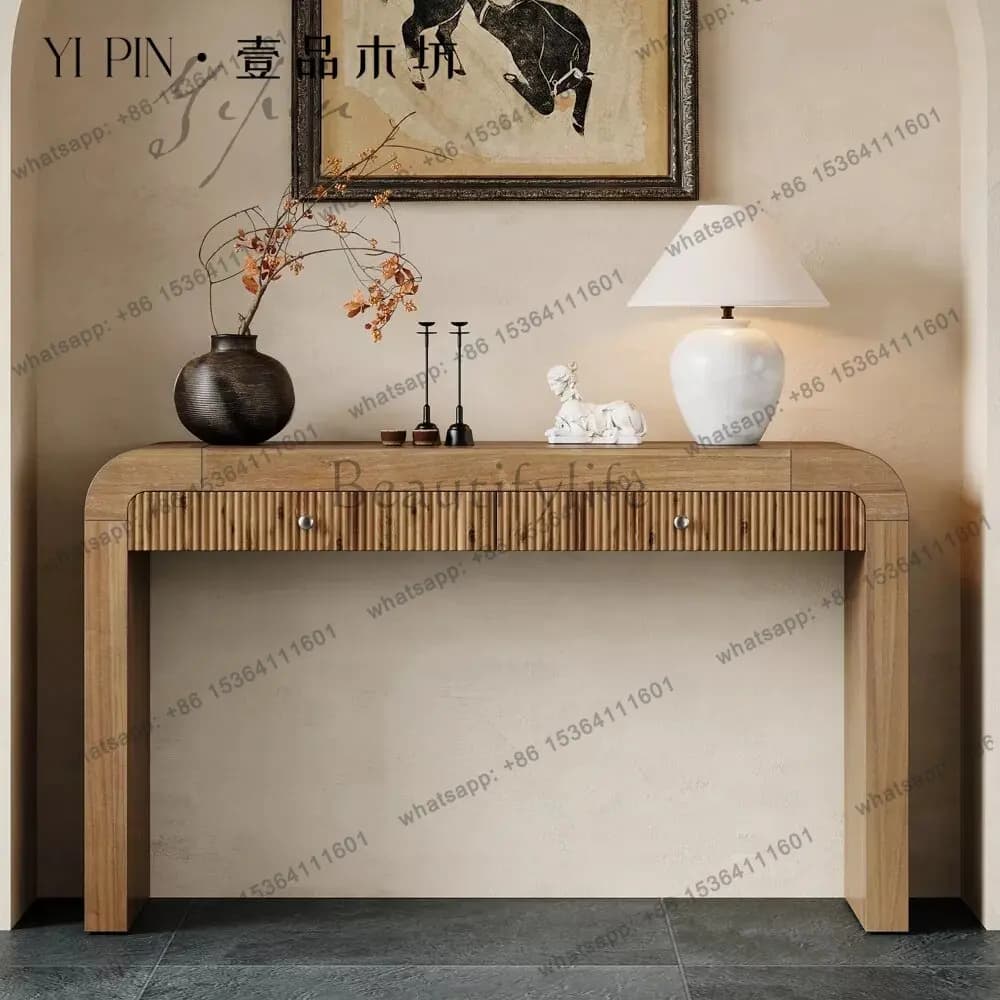 Medieval style solid wood xuangtai retro high-end sense of home against the wall corridor storage case