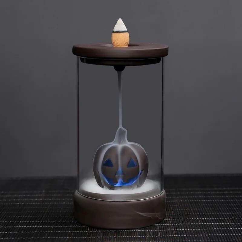 Creative Pumpkin Backflow Incense Burner Purple Clay Ceramic Zen Holder For Indoor Home Aromatherapy Use