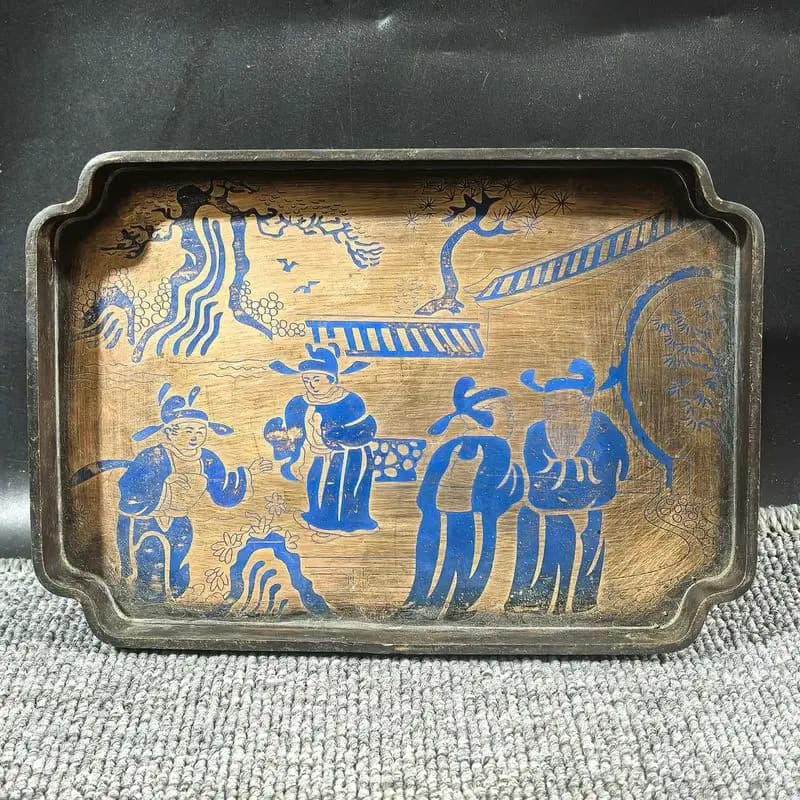 Brass Eight Immortals Crossing the Sea Set Storage , Chinese Mat, Ancient Style Tray, Pad, Dry Tea Tra