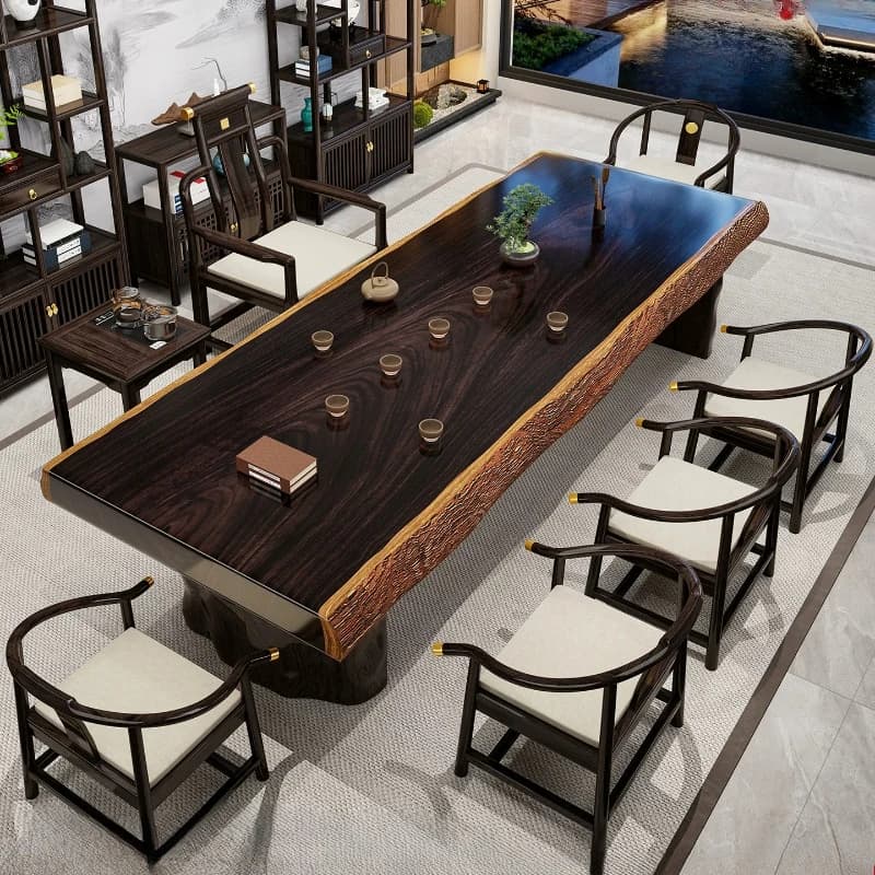 Minimalist Black Dining Table Designer Decorations Solid Wood Dining Table Kitchen Restauran Modern Tavoli Da Pranzo Furniture
