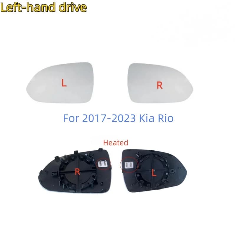 For Kia Rio 2017-2023 , heated lenses, automotive accessories Left and Right Cast glass rearview mirror lenses
