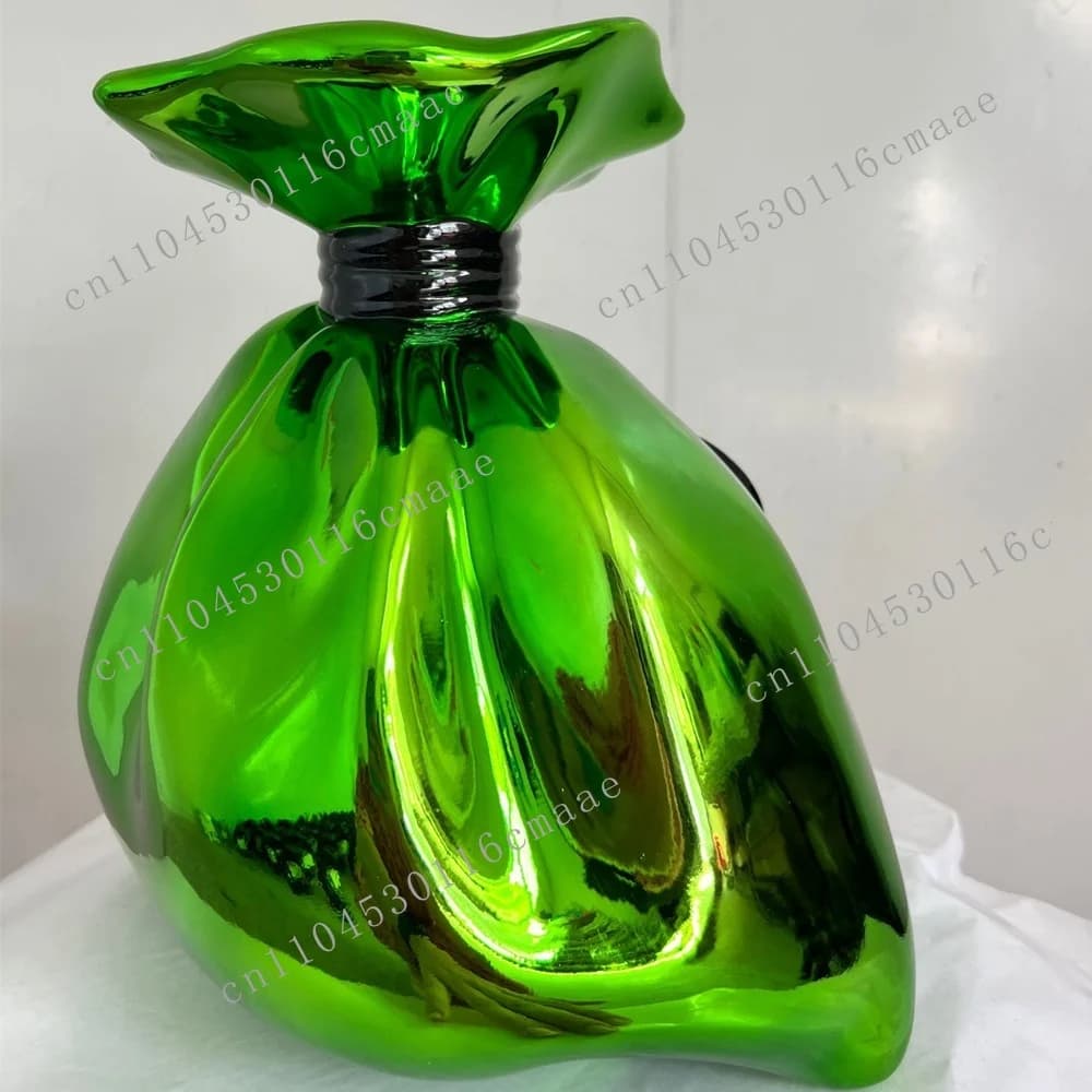 Home Decor Luxury Green Chrome Big Sculpture Decor Money Bag Sculpture
