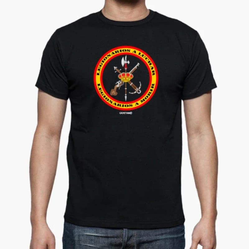 Spain Flag Colours Circle Spanish Legion Badge T-Shirt 100% Cotton O-Neck Short Sleeve Summer Casual Mens T-shirt Size S-3XL