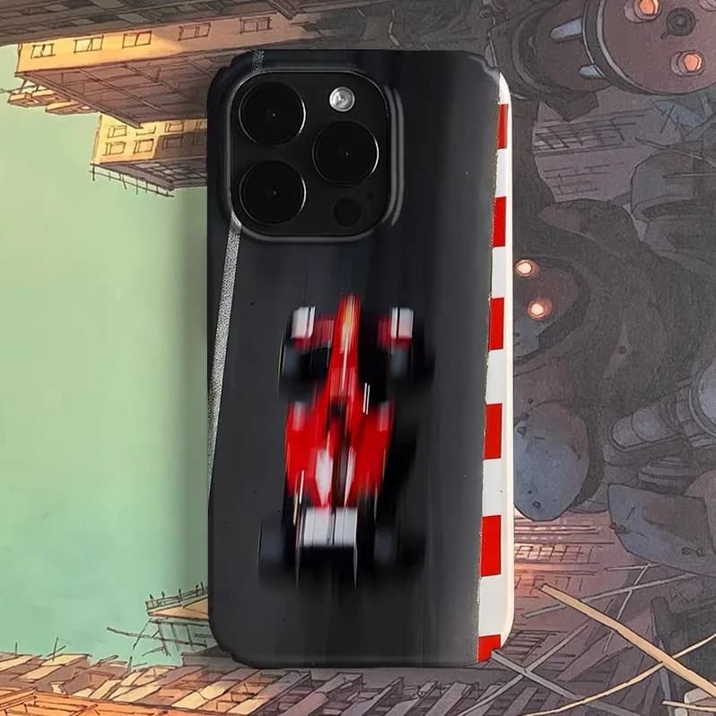 Ins Korean Blurred Red Car Case for IPHONE 17 16 ProMax 15 14 Plus 13 12 MINI 11 PRO 16Plus XR XS MAX Acrylic Phone Cover