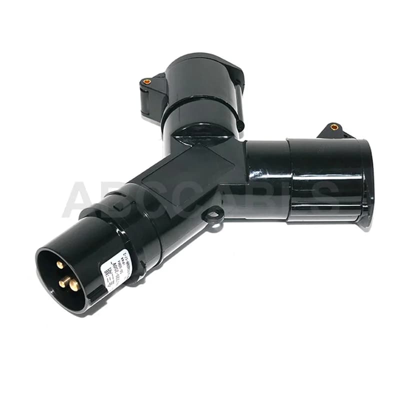 16A 3-Core IP44 Waterproof Y-Shape Industrial Power Splitter 1 Input Male To 2 Output Female IEC CEE Distributor Plug For Stage