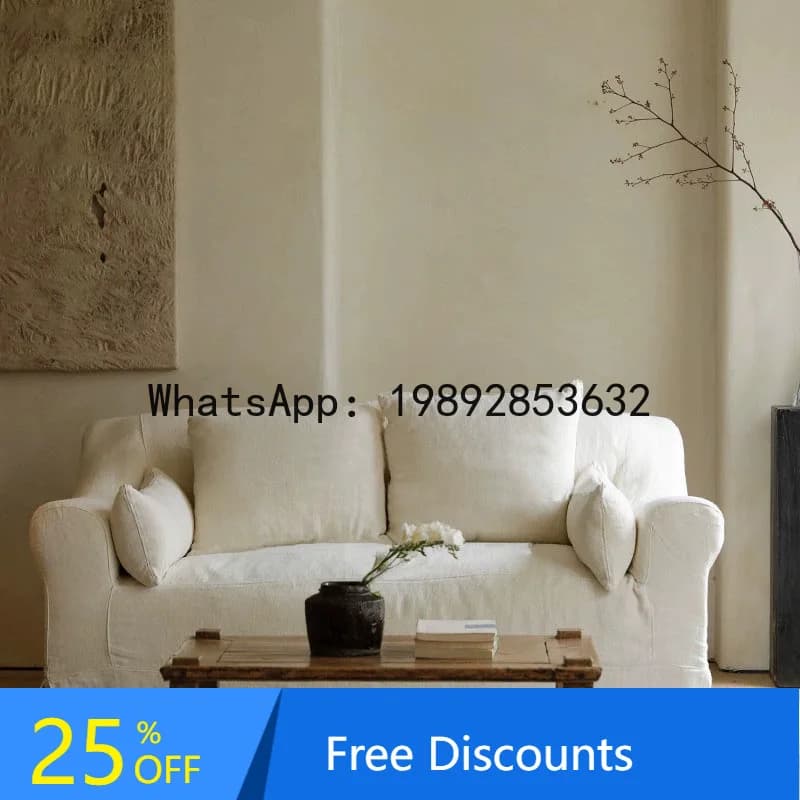 CZ Jingjifeng Linen Fabric Sofa Living Room Small Apartment Japanese Style Multi-Seater Removable Washable Sofa