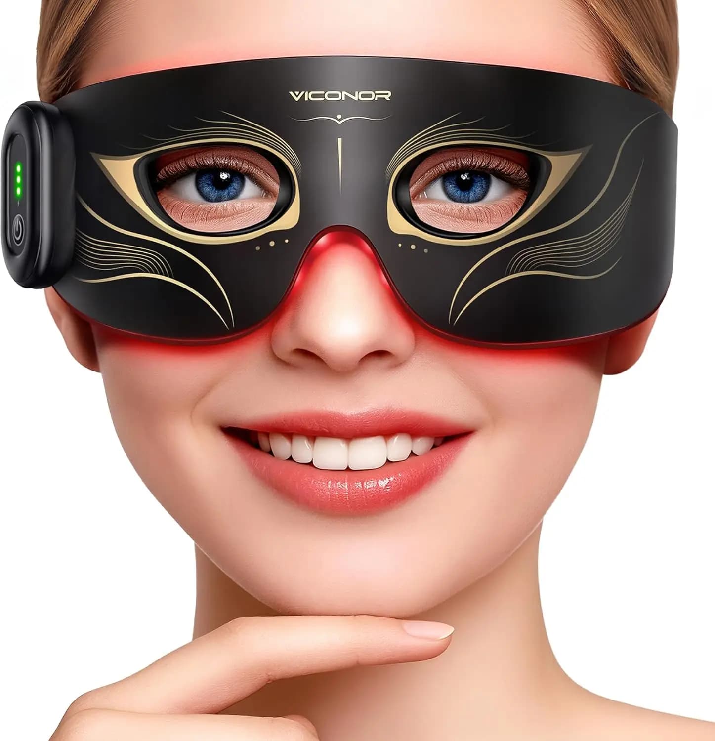 630nm Red Light & 850nm Infrared Light Therapy Eye Mask Silicone Material Wrinkle Removal Rechargeable Remote Controller (2in1)