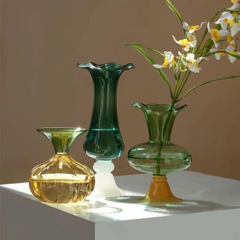 Glass Vase French Flower Arrangement Living Room Decoration Ornament تحف كبيره للمنزل В Скандинавском Стиле Jarrones Home Decor