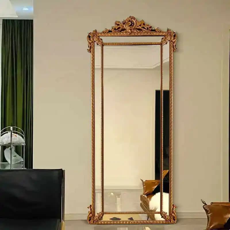 French full-length mirror floor-to-ceiling fitting, luxury fashion retro American home mirror