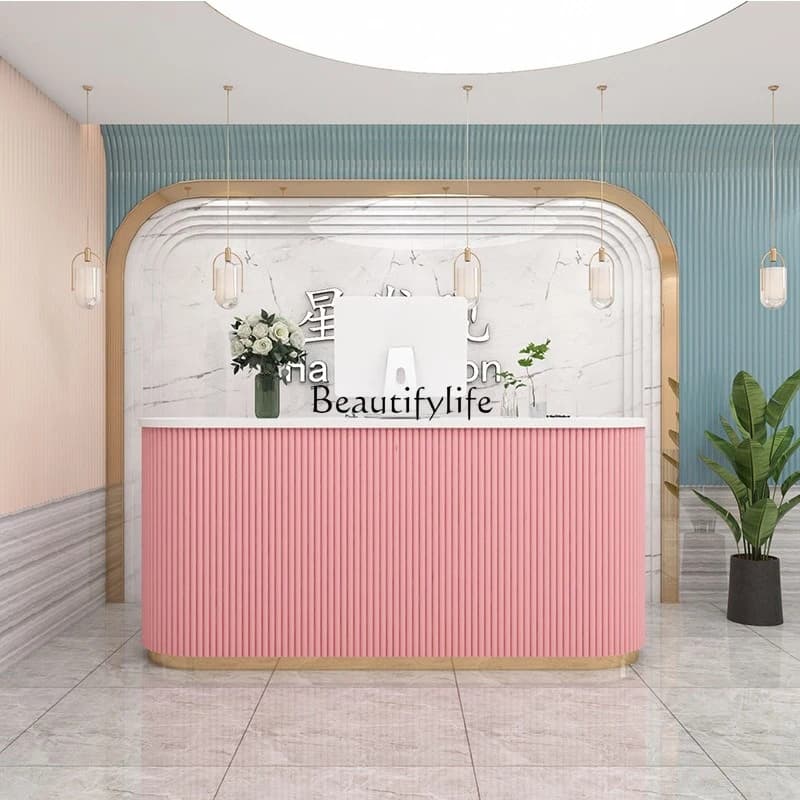 01-Light luxury high-end bar counter Beauty salon checkout page Yoga women's clothing front desk