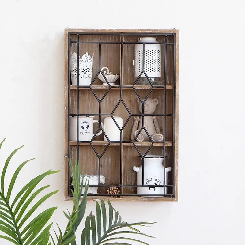 Vintage Carved Wall Shelf Openwork Wooden Wall-Mounted Decor for Boutique Vacation Rentals Living Room & Entryway Background