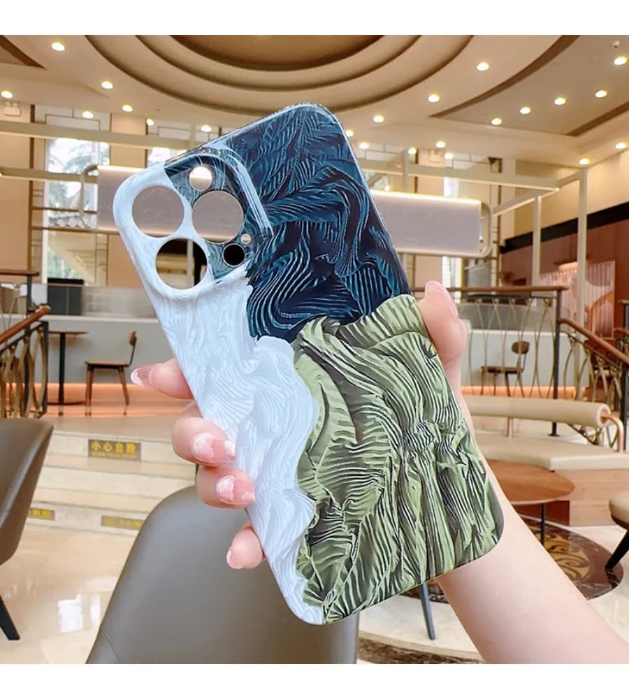 Abstract Wave Brushstroke Aesthetic Thin Phone Case  For Iphone 12 13 14 15 16 17 Art Student Trendy Cover