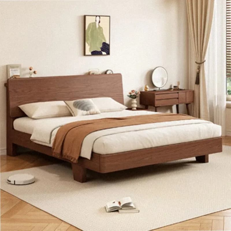 Wooden Design Bed Frame Modern Simple Japanese Beauty Safe Sleeping Frame Bed Double Queen Letto Matrimoniale Trendy Furniture