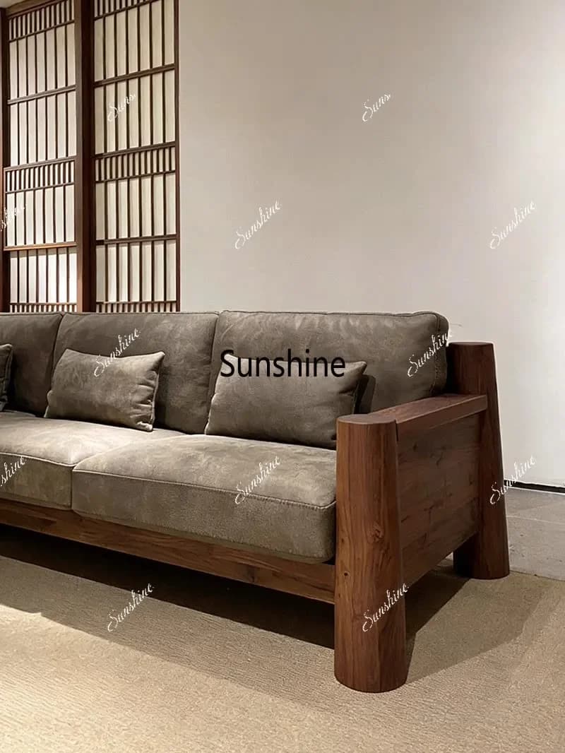YNew Chinese high-end simple straight row sofa villa high-end light luxury customization