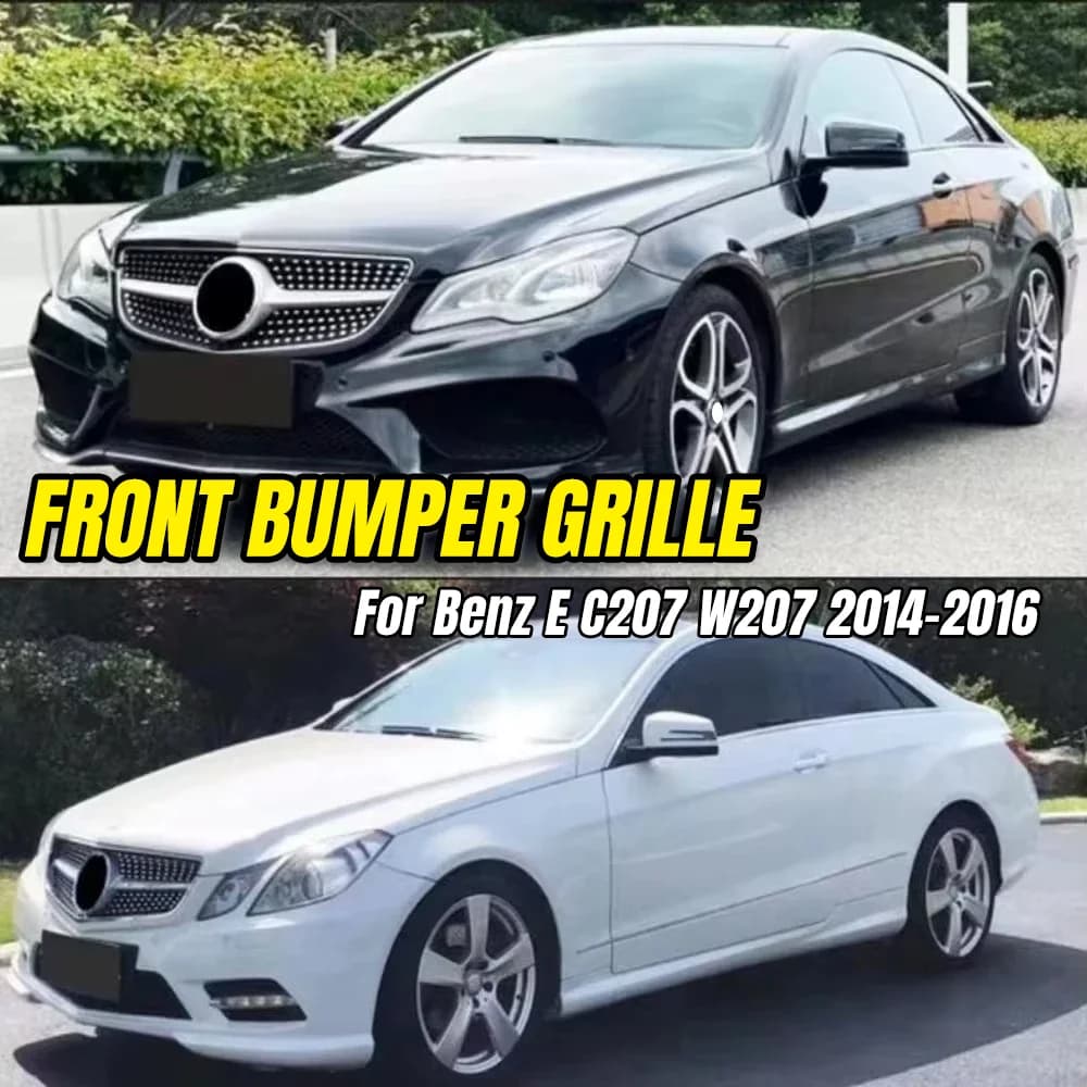 Sport Front Grille for Mercedes Benz E Class W207 C207 Coupe Cabriolet 2014-2016, Middle Mesh Grill for E200 E260 E350 E400 E500