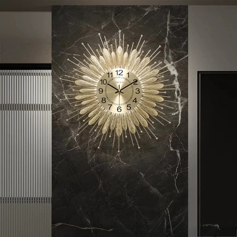 Upgrade Elegant Fashion Wall Clock Gold Round Metalmetal Modern Digital Wall Clock Nordic Relojes De Pared Home Decor Items