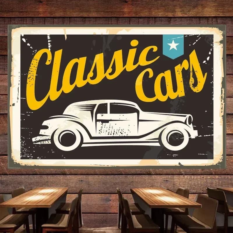 Classic Car Vintage Poster  Flag Mural Wall Painting For Auto Sales Center GARAGE Auto Repair Shop Gas Station Wall Decor Banner