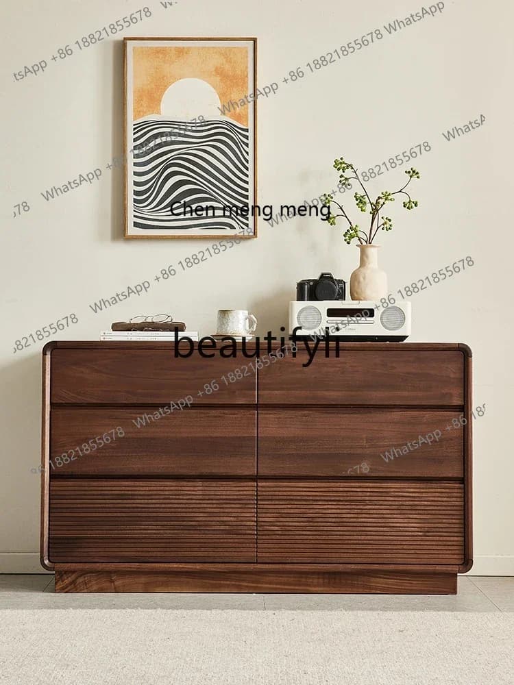 M178 North American black walnut all solid wood six-chest cabinet Nordic living room drawer cabinet storage locker