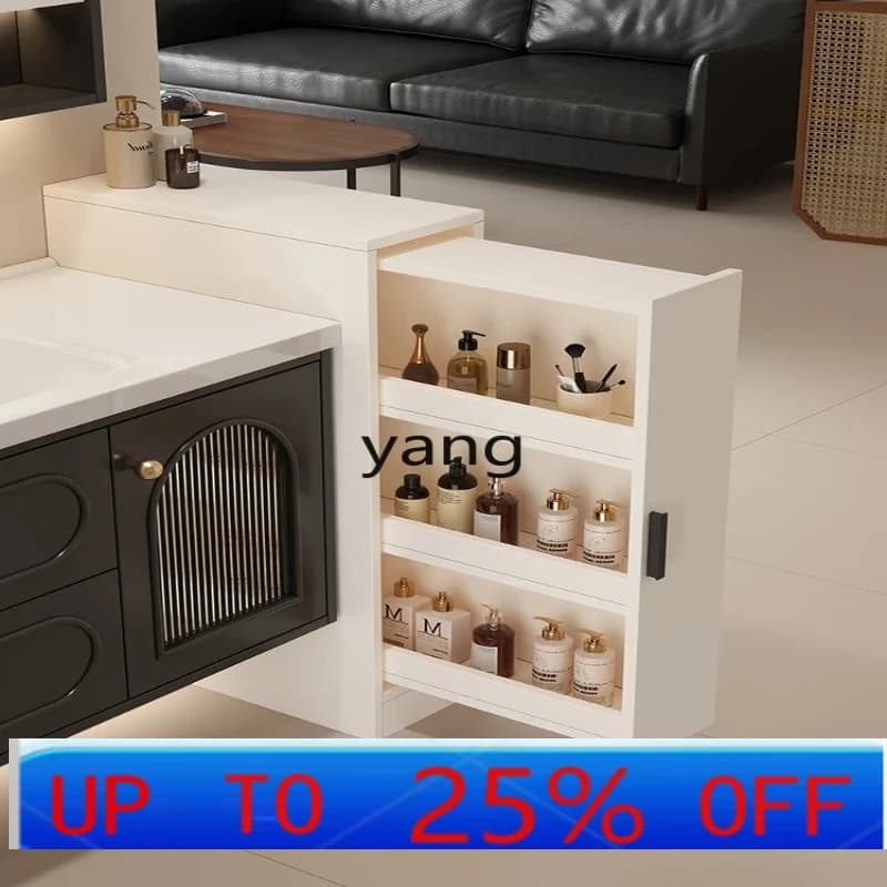 LH bathroom side cabinet bathroom half wall partition cabinet washstand side drawer solid wood narrow cabinet