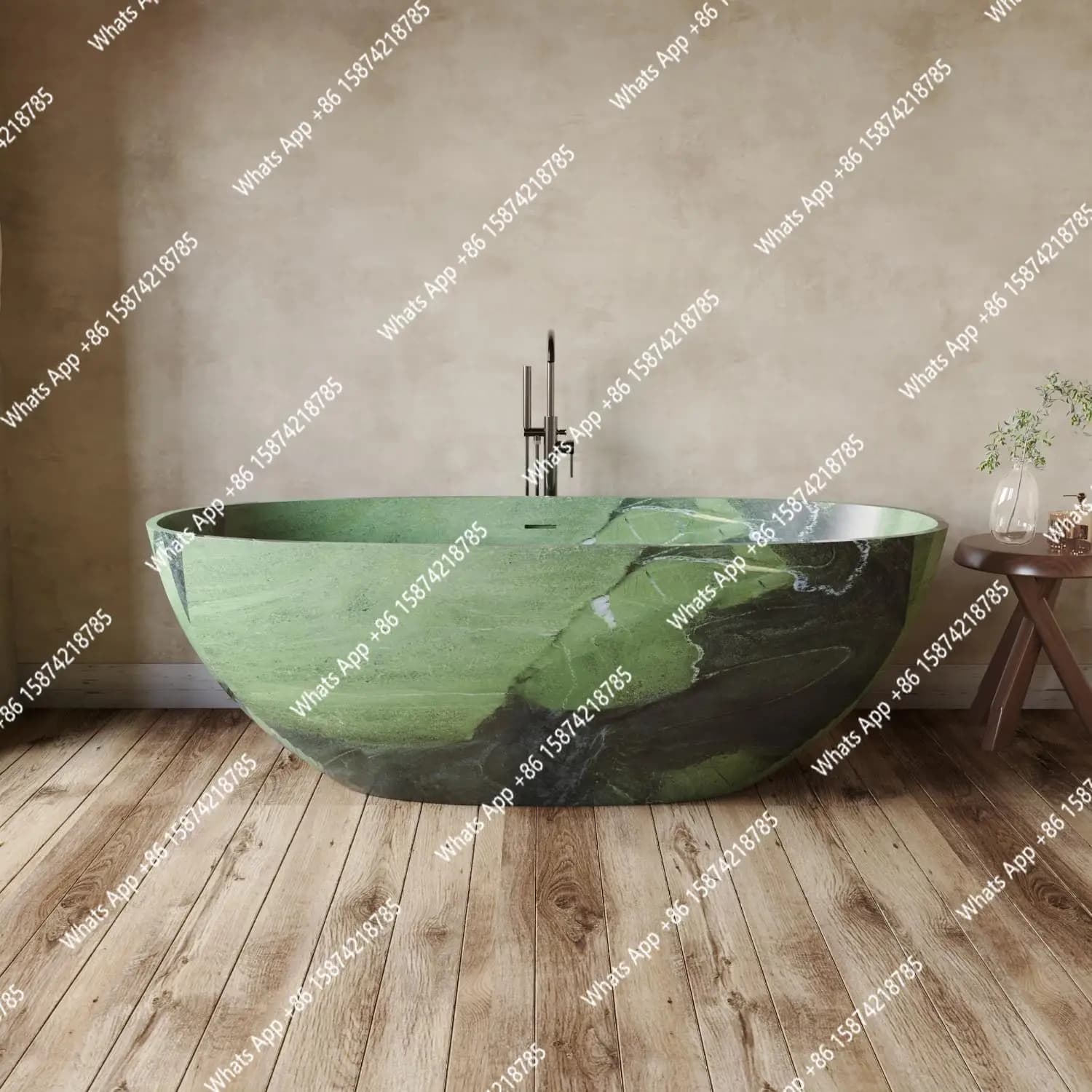 J Italian Luxury Egg-Shaped Bathtub, PMMA Stone Composite Freestanding Tub, Heat Retention &Easy-Clean, Body Contour, Customizab