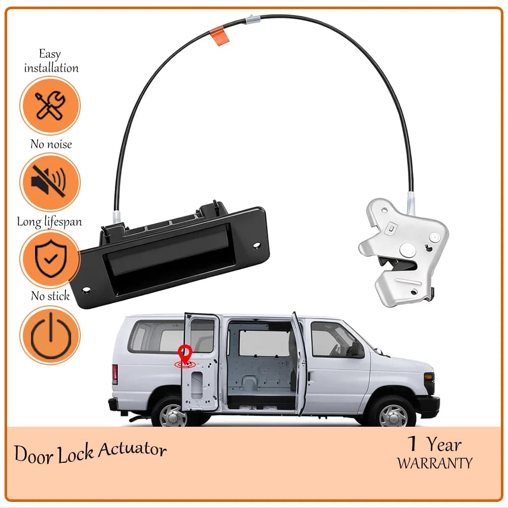 Hinged Rear Upper Door Lock Latch with Handle Cable,anti-rattle,Fit Ford Econoline E150-E350 1992-2009,oem 6C2Z-15264A01-AA