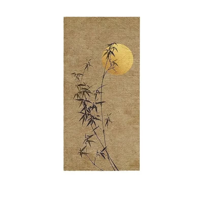 New Chinese-style entrance wabi-sabi wind decorative painting, vertical bamboo corridor aisle painting