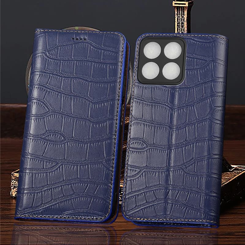 Genuine Leather Phone Case For Moto Edge 50 60 60S 70 X70 Air 5G Fusion Pro Neo Ultra Crocodile Belly Pattern Of Flip Cover Case