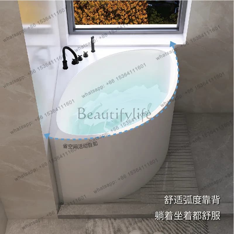 Mini household small apartment 0.8 fan-shaped bathtub acrylic movable Japanese style