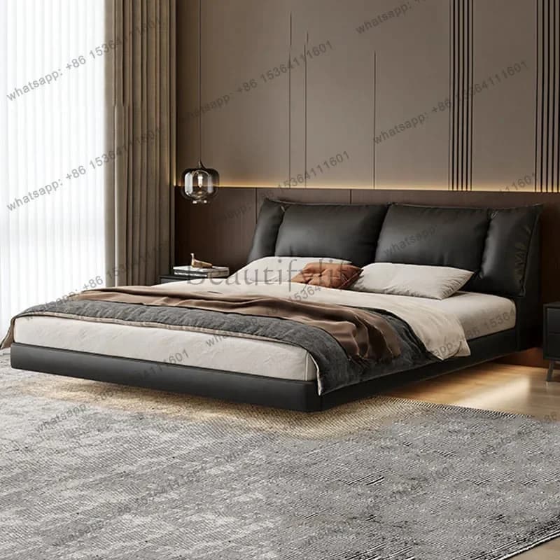 Leather Luxury Massage Bed European Simple Sleeping Double Platform Design Modern Bed Bedroom Frame