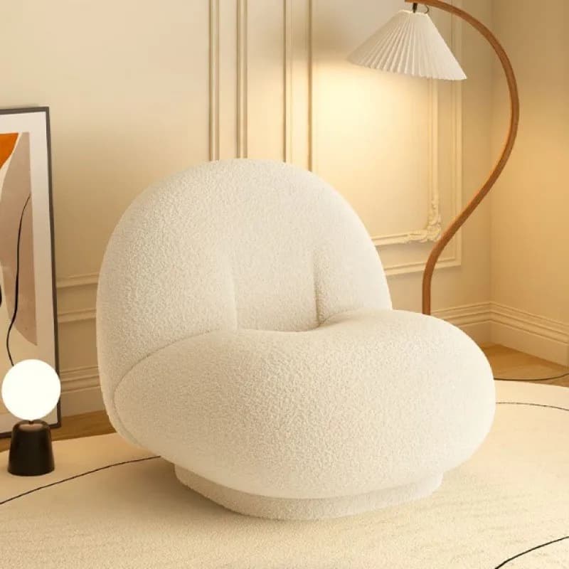 Joylive Cloud Design Lamb Wool Fabric Sofa Chairs for Home Balconies Leisure Chairs Comfortable