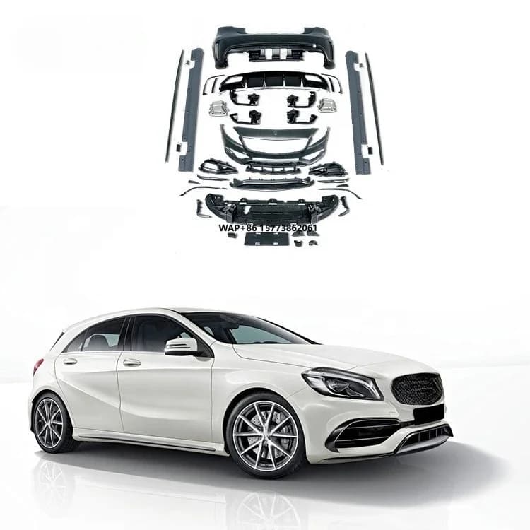 Auto Parts A45 Style Bodykit for A Class W176 Conversion with Front and Rear Bumpers Side Skirts