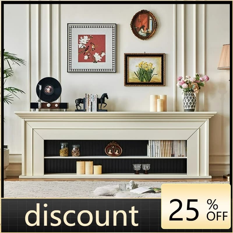 LTT French Cream White Home Interior Cabinet All Solid Wood Wall Storage Cabinet