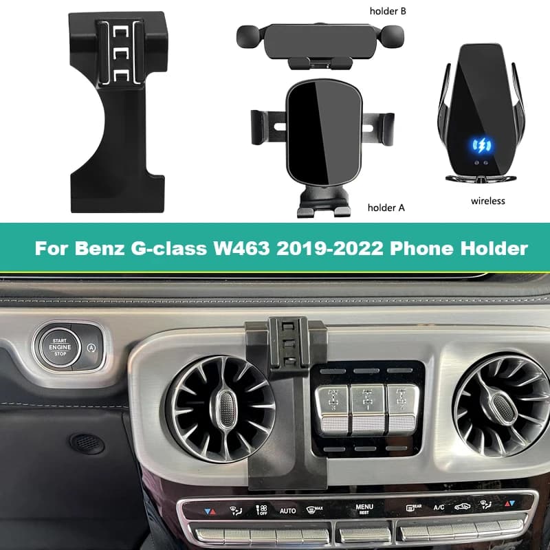 Gravity Car Mobile Phone Holder For Mercedes-Benz G-class G500 G63 W463 2019-2022 Air Vent Fixed Wireless Charging Phone Holder