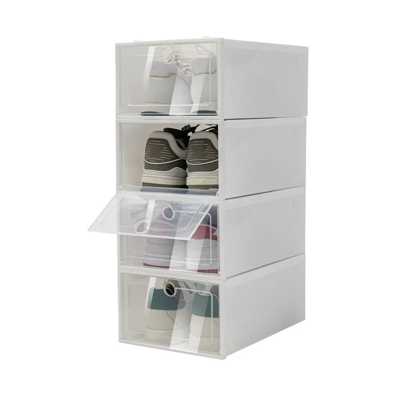 with Lids Drawer Type Storage Organizer24 Packs Stackable Shoe Box Plastic Foldable Shoe Case Containers